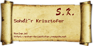 Sohár Krisztofer névjegykártya